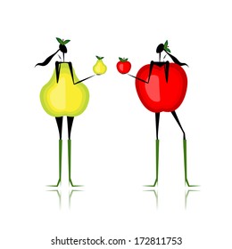 Pear and apple, type of female figure