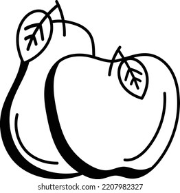 Pear and Apple Vector Icon Design, Autumn or Fall activities Symbol, deciduous weather Sign, harvesting season Elements Stock illustration, Mix Fruit Set Concept