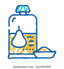 pear baby food doodle icon sketch vector. pear baby food sign. isolated symbol illustration