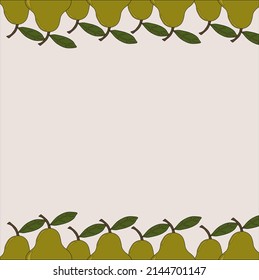 fondo de pera fruta fresca papel verde rosa tarjeta de saludo de vacaciones