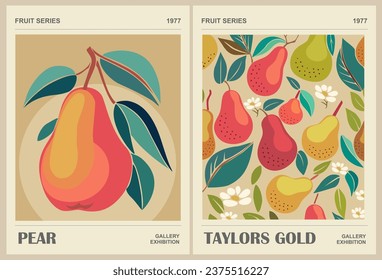 Pear background, pattern, Fruit Market art poster.