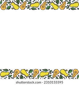 Pear background with place for text. Drawn pear illustration