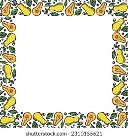 Pear background with place for text. Drawn pear illustration