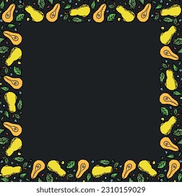 Pear background with place for text. Drawn pear illustration