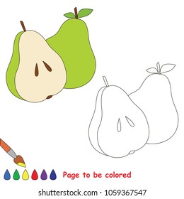 Pear to be colored, the coloring book for preschool kids with easy educational gaming level.