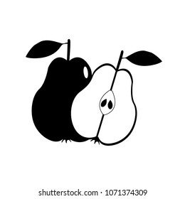 Pear black icon. Isolated object. Pear logo. Vector illustration on white background
