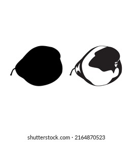 Pear black silhouette, vector illustration. Healthy diet fruit.