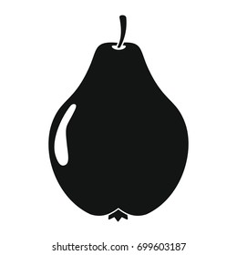 Pear in black simple silhouette style icons vector illustration for design and web isolated on white background. Pear vector object for labels and logo