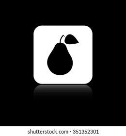 Pear - black vector icon on the white button