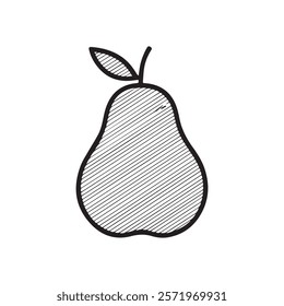 A pear black and white drawing