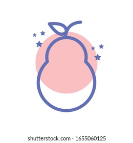 Birnenstreifen-Stil-Icon-Design, Obst gesunde Bio-Lebensmittel süß und Natur Thema Vektorillustration Illustration