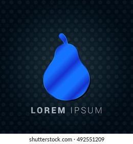 Pear Blue metallic chromium precious Icon / Logo Design