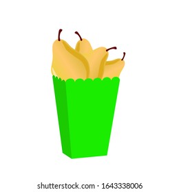 pear in box green illustration