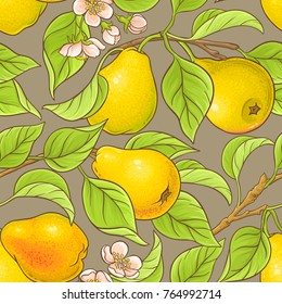 pear breanch vector pattern on color background