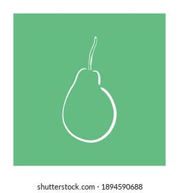 Pear brush pen illustration. Minimalist hand drawn fruit ink drawing