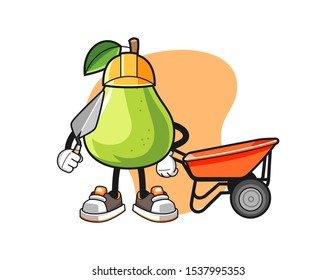 Pear builder cartoon. Mascot Character vector.