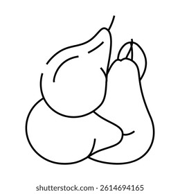 pear bunch whole line icon vector. pear bunch whole sign. isolated contour symbol black illustration