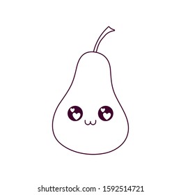 pear cartoon design, Kawaii expression cute character funny and emoticon theme Vector illustration