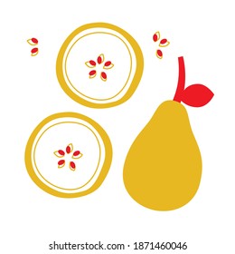 Ilustración vectorial plana de dibujos animados. Icono abstracto de frutas. Impresión de verano para tu diseño.