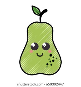 pear cartoon smiley fruit