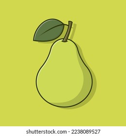 Pear cartoon vector icon illustration. Fruit icon concept isolated vector. Flat cartoon style. Pear Illustration.