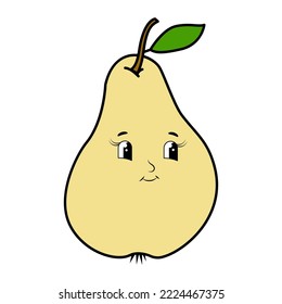 Pear Cartoon . Vector illustration.cute character of happy yellow pear