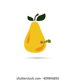 Pear with caterpillar color icon
