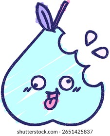 Pear Chalk Drawing in bright neon color