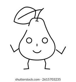 pear character line icon vector. pear character sign. isolated contour symbol black illustration