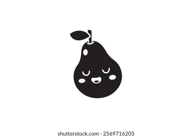 pear character silhouette, fruit vector icon.