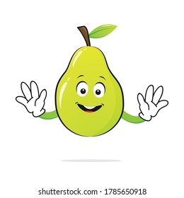 The Pear character smiles on the white background - vector
