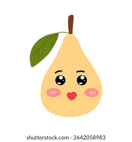 Pear character with smiling face, sad, cry and variant different expression face.