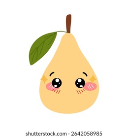 Pear character with smiling face, sad, cry and variant different expression face.