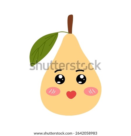 Pear character with smiling face, sad, cry and variant different expression face.