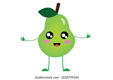 pear character smiling with white background
