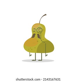 Pear character, Pear vector illustration, pear flat icon