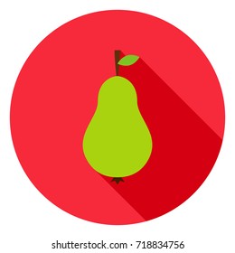 Pear Circle Icon. Vector Illustration. Fruit Object.