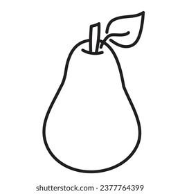 pear close-up. black outline for children's coloring book. for the smallest kids. for printing, applications, games. simple linear fruit icons.