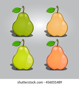 Pear Collection vector , a set of fruit without a background , summer food fresh vitamins in cartoon style