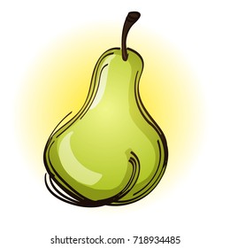 Pear color illustration for menu design, packaging, for creating a logo or emblem.