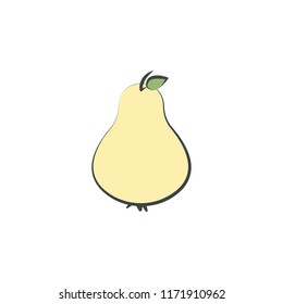 Pear colored hand drawn icon. Element of autumn icon for mobile concept and web apps. Hand drawn colored Pear can be used for web and mobile on white bakgorund