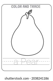 pear coloring tracing printable child page education