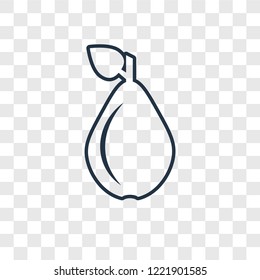 Pear concept vector linear icon isolated on transparent background, Pear concept transparency concept in outline style