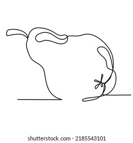 Pear Continuous Line Drawing isolated minimalistic trendy style Vector Illustration Black on White