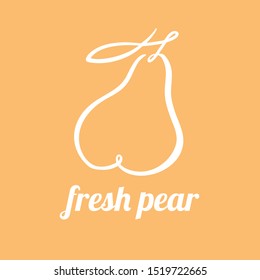Pear continuous line drawing, minimalistic linear illustration. Vector made of a line