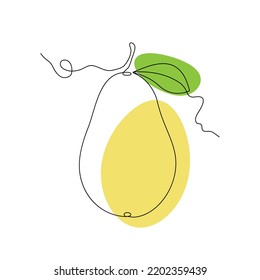 Pear in continuous line drawing style. Black line sketch on a white background. Vector illustration