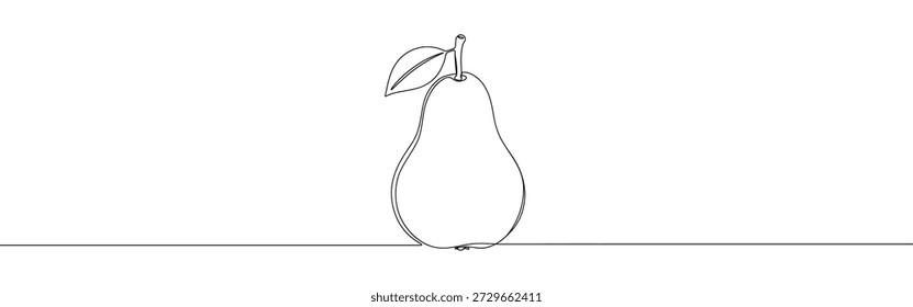 Pera continua una línea de dibujo. Fruto de pera dibujado a mano.