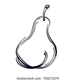 Pear contour black and white pattern for menu design.