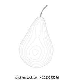 Pear contour isolated on white background. 3D. Vector illustration