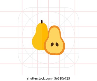 Pear and cut pear half
